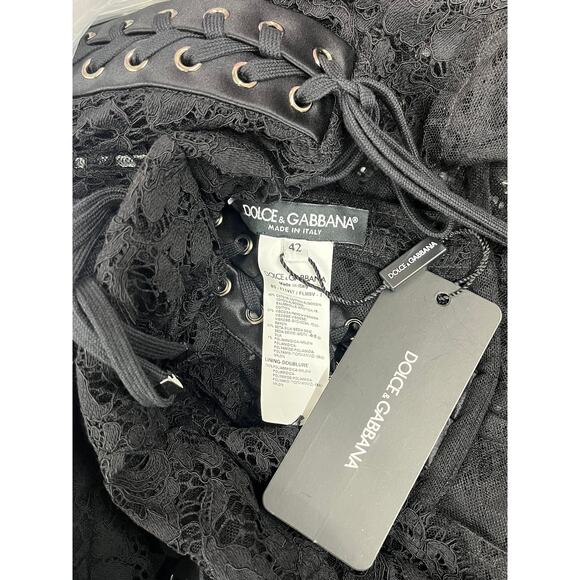 NWT Dolce & Gabbana Black Lace Long Sleeve Top Blouse IT 42 / M - Picture 12 of 12